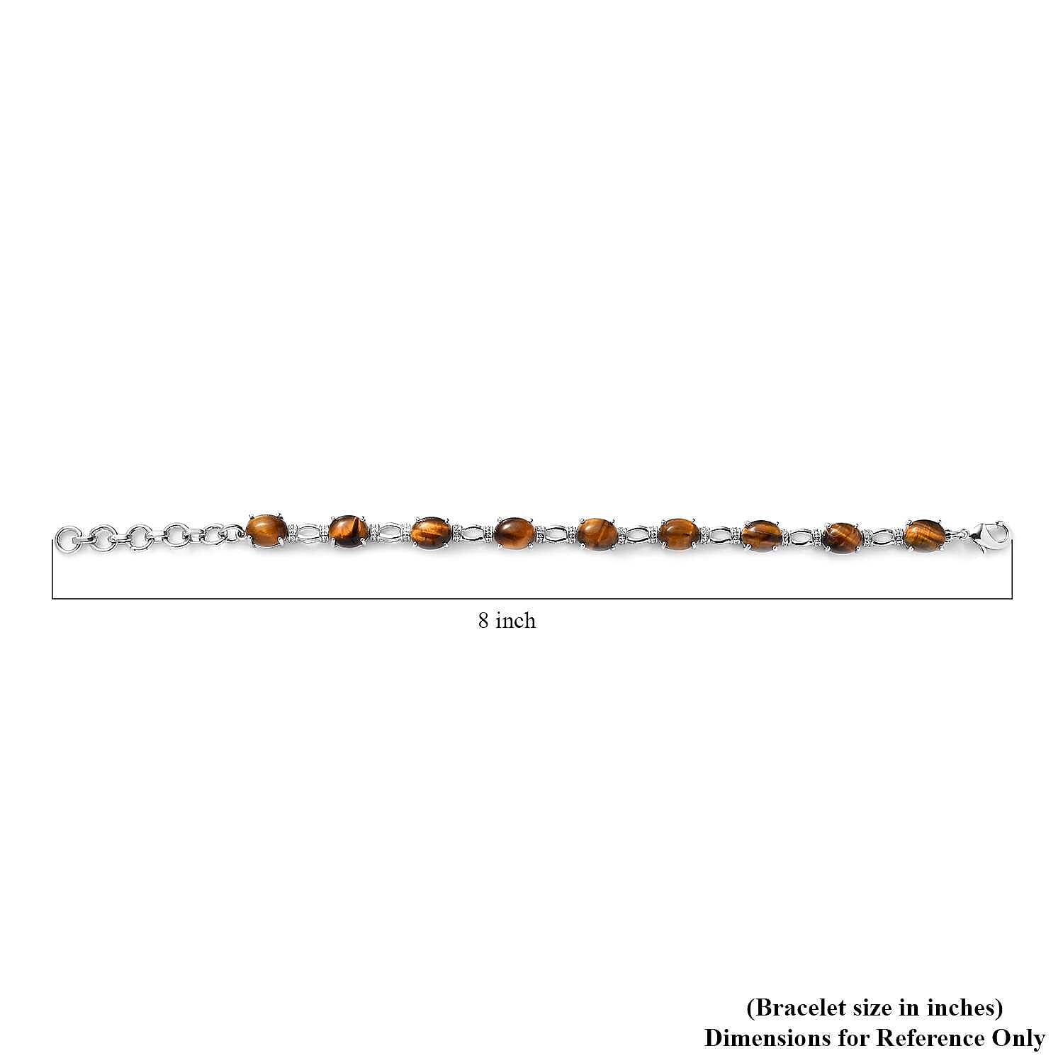 Karis Tiger's Eye Bracelet in Platinum Bond (6.50-8.0In) 21.00 ctw
