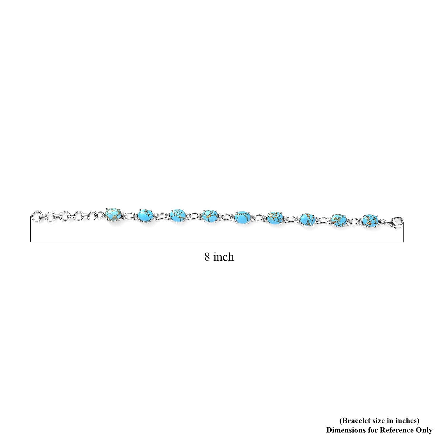 Karis Mojave Blue Turquoise Bracelet in Platinum Bond (6.50-8.0In) 16.50 ctw