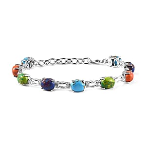Karis Mojave Multi Turquoise Bracelet in Platinum Bond (6.50-8.0In) 16.50 ctw