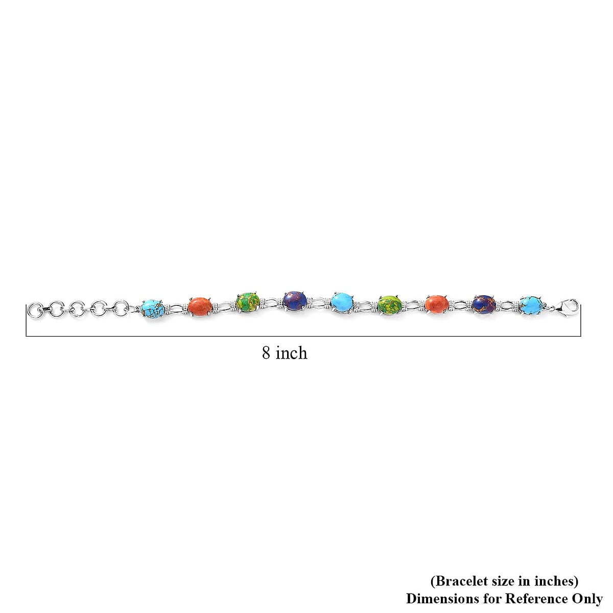 Karis Mojave Multi Turquoise Bracelet in Platinum Bond (6.50-8.0In) 16.50 ctw image number 4