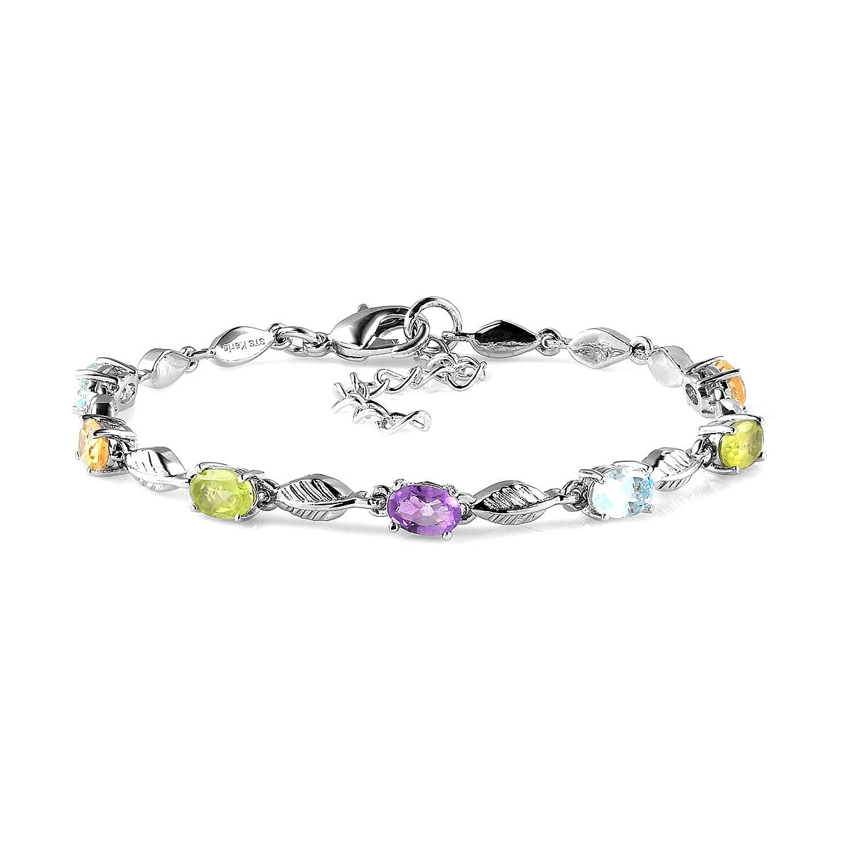 Karis Multi Gemstone Bracelet in Platinum Bond (6.50-8.0In) 3.30 ctw image number 0