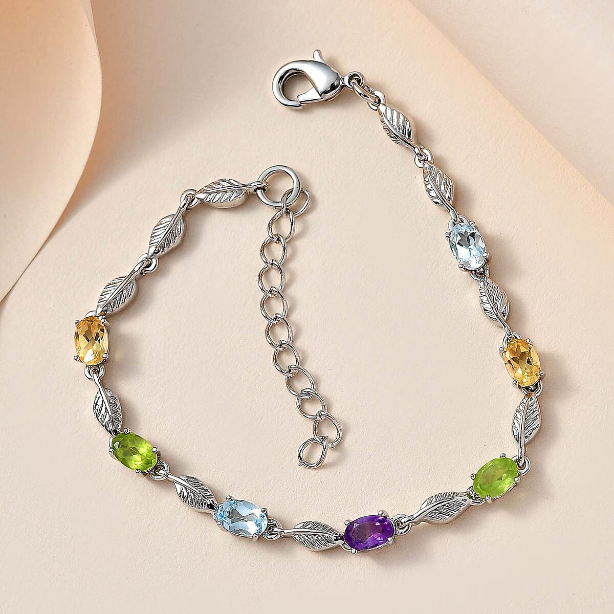 Karis Multi Gemstone Bracelet in Platinum Bond (6.50-8.0In) 3.30 ctw image number 1