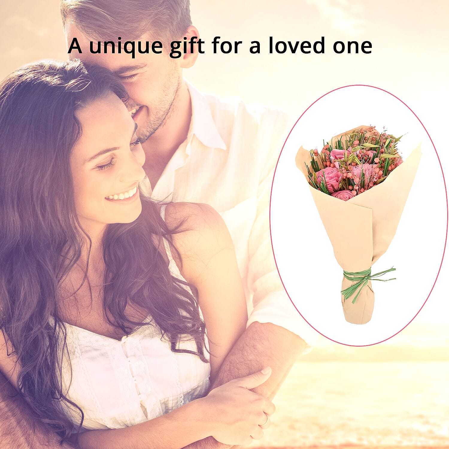 Floral Bouquet with Dried Pink Flower and Rose Fragrance Spray Bottle