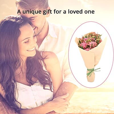 Floral Bouquet with Dried Pink Flower and Rose Fragrance Spray Bottle