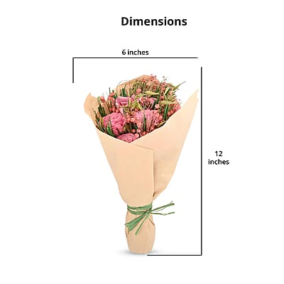 Floral Bouquet with Dried Pink Flower and Rose Fragrance Spray Bottle