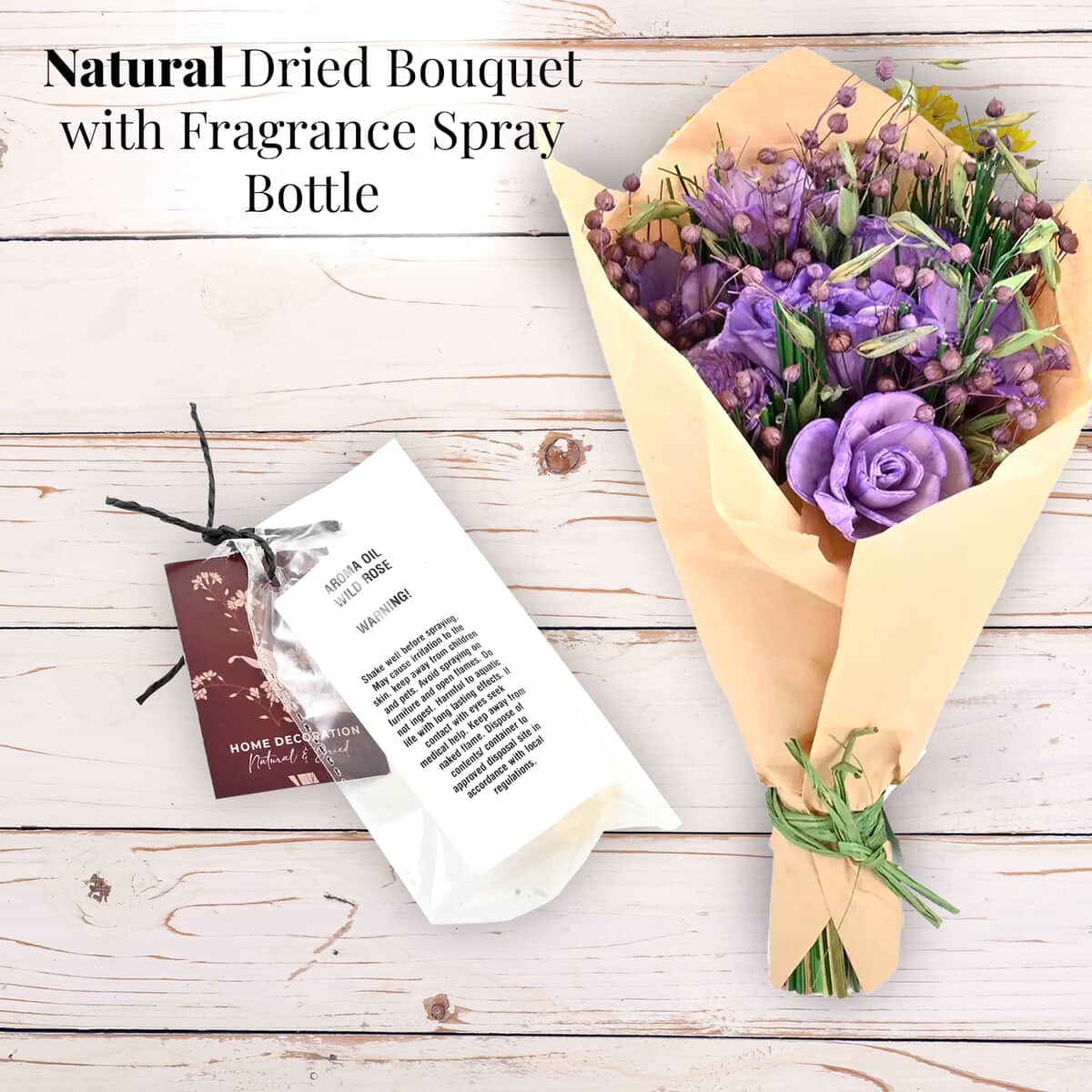 Floral Bouquet with Dried Lavender Flower and Lavender Fragrance Spray Bottle image number 2