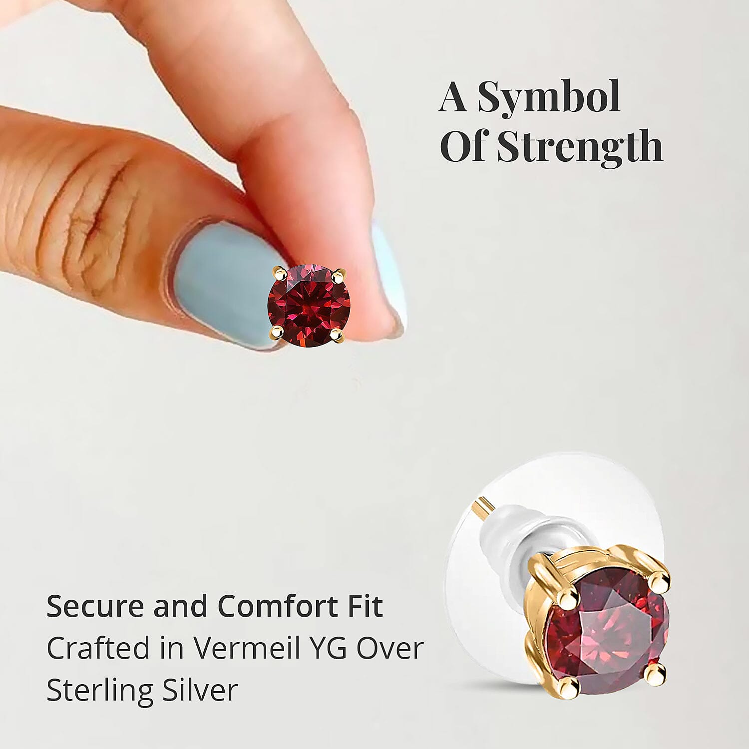 Luxury Red Moissanite Stud Earrings in Vermeil Yellow Gold Over Sterling Silver 1.90 ctw