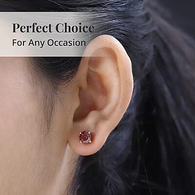 Luxury Red Moissanite Stud Earrings in Vermeil Yellow Gold Over Sterling Silver 1.90 ctw