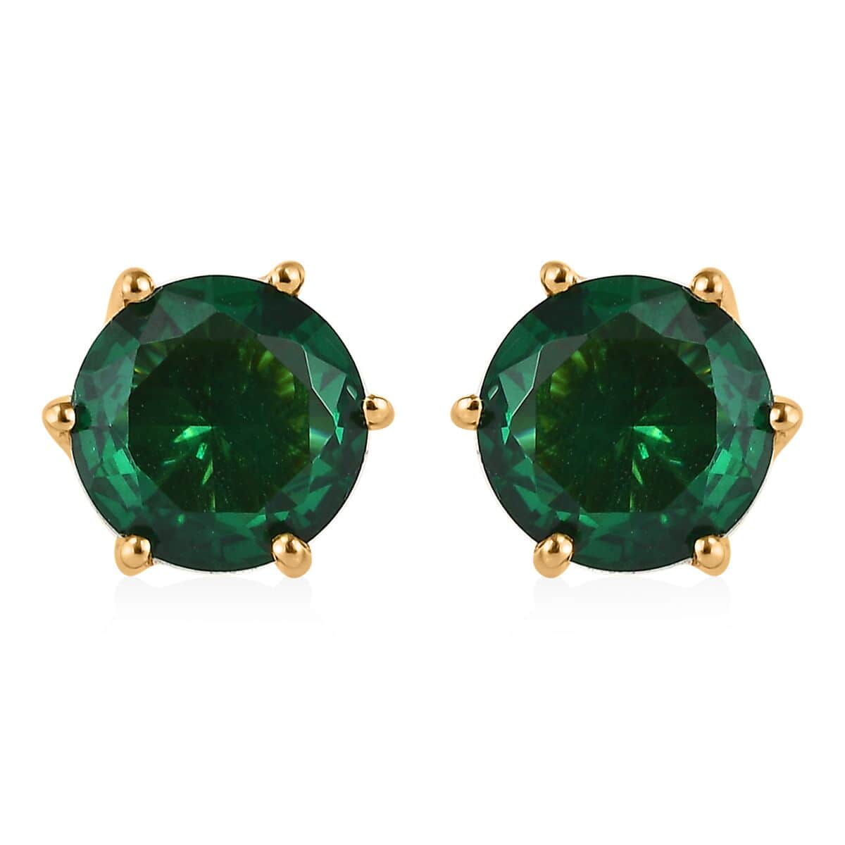 Simulated Green Diamond Solitaire Stud Earrings in 14K Yellow Gold Over Sterling Silver 3.00 ctw image number 0