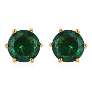 Simulated Green Diamond Solitaire Stud Earrings in 14K Yellow Gold Over Sterling Silver 3.00 ctw