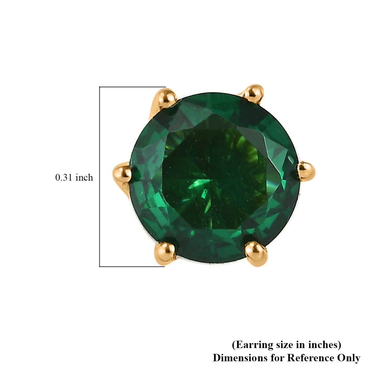 Simulated Green Diamond Solitaire Stud Earrings in 14K Yellow Gold Over Sterling Silver 3.00 ctw image number 5