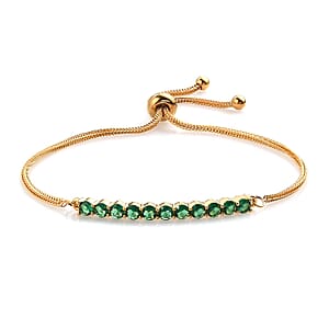 Everture Simulated Green Diamond 2.20 ctw Bolo Bracelet in 18K YG Plated and ION Plated YG Stainless Steel