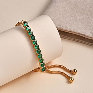 Everture Simulated Green Diamond 2.20 ctw Bolo Bracelet in 18K YG Plated and ION Plated YG Stainless Steel