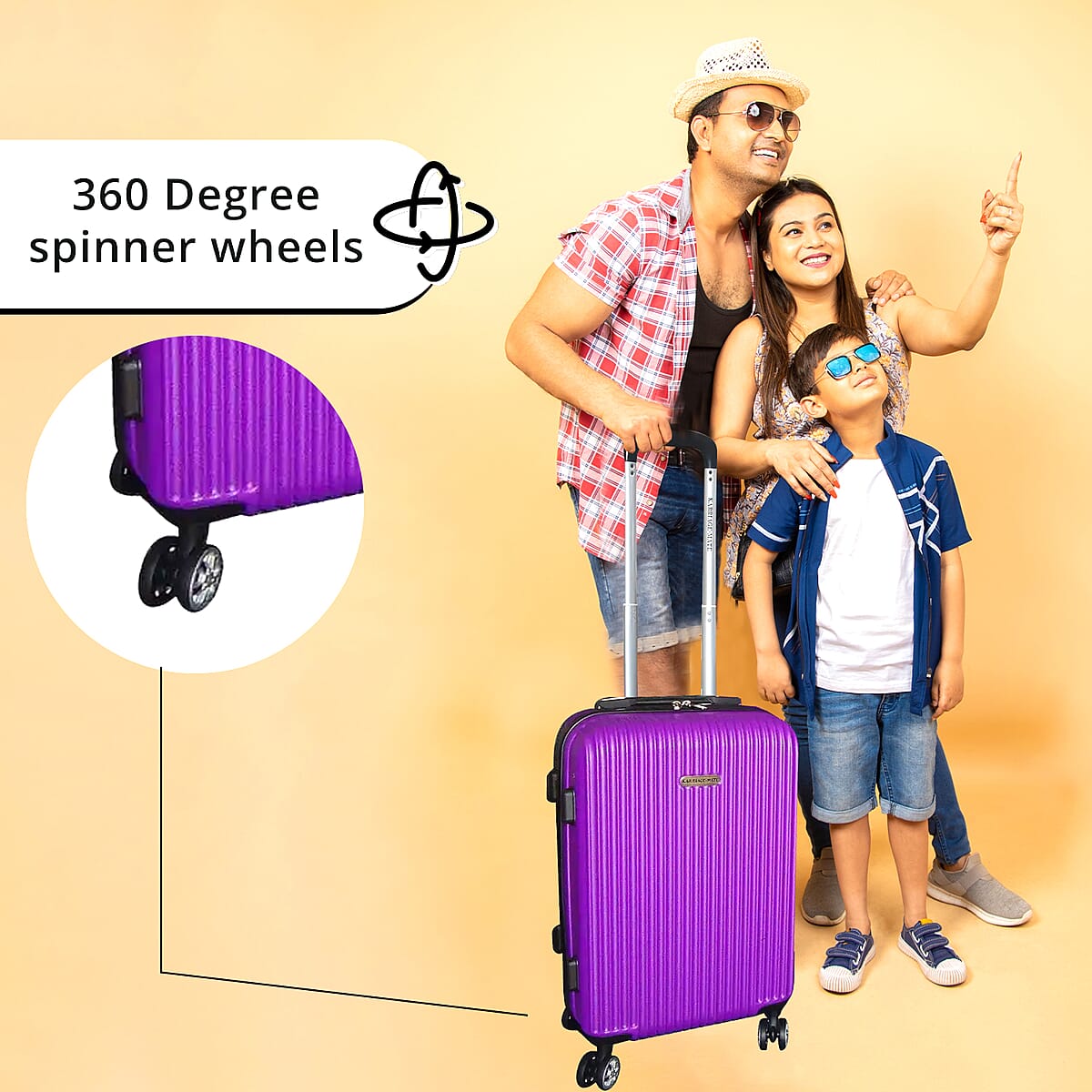 Karriage-Mate 3pc Hardshell 360 Degrees Spinning Wheels Luggage Set -Purple image number 1