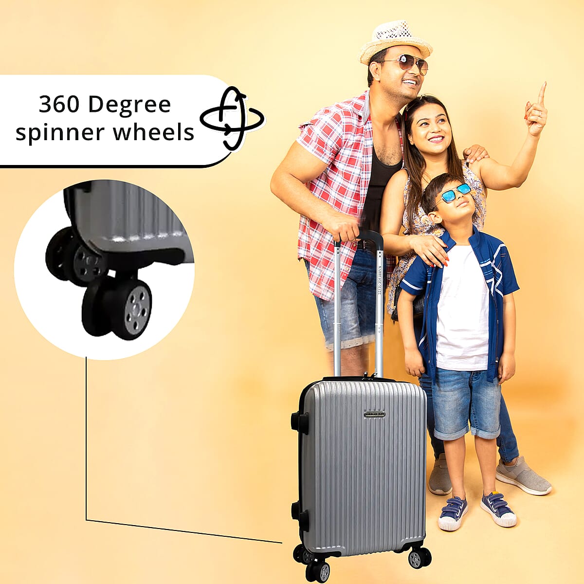 Karriage-Mate 3pc Hardshell 360 Degrees Spinning Wheels Luggage Set -Silver image number 1