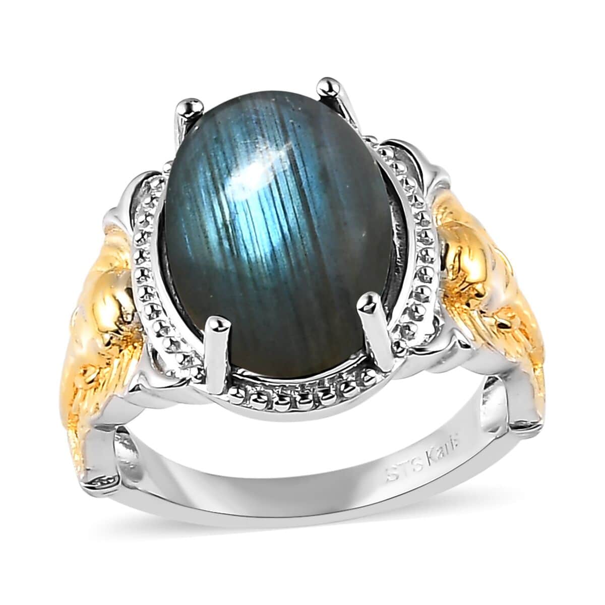 Karis Malagasy Labradorite Solitaire Ring in 18K YG Plated and Platinum Bond (Size 10.0) 6.35 ctw image number 0