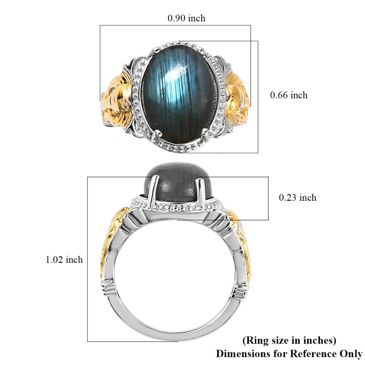 Karis Malagasy Labradorite Solitaire Ring in 18K YG Plated and Platinum Bond (Size 10.0) 6.35 ctw image number 5