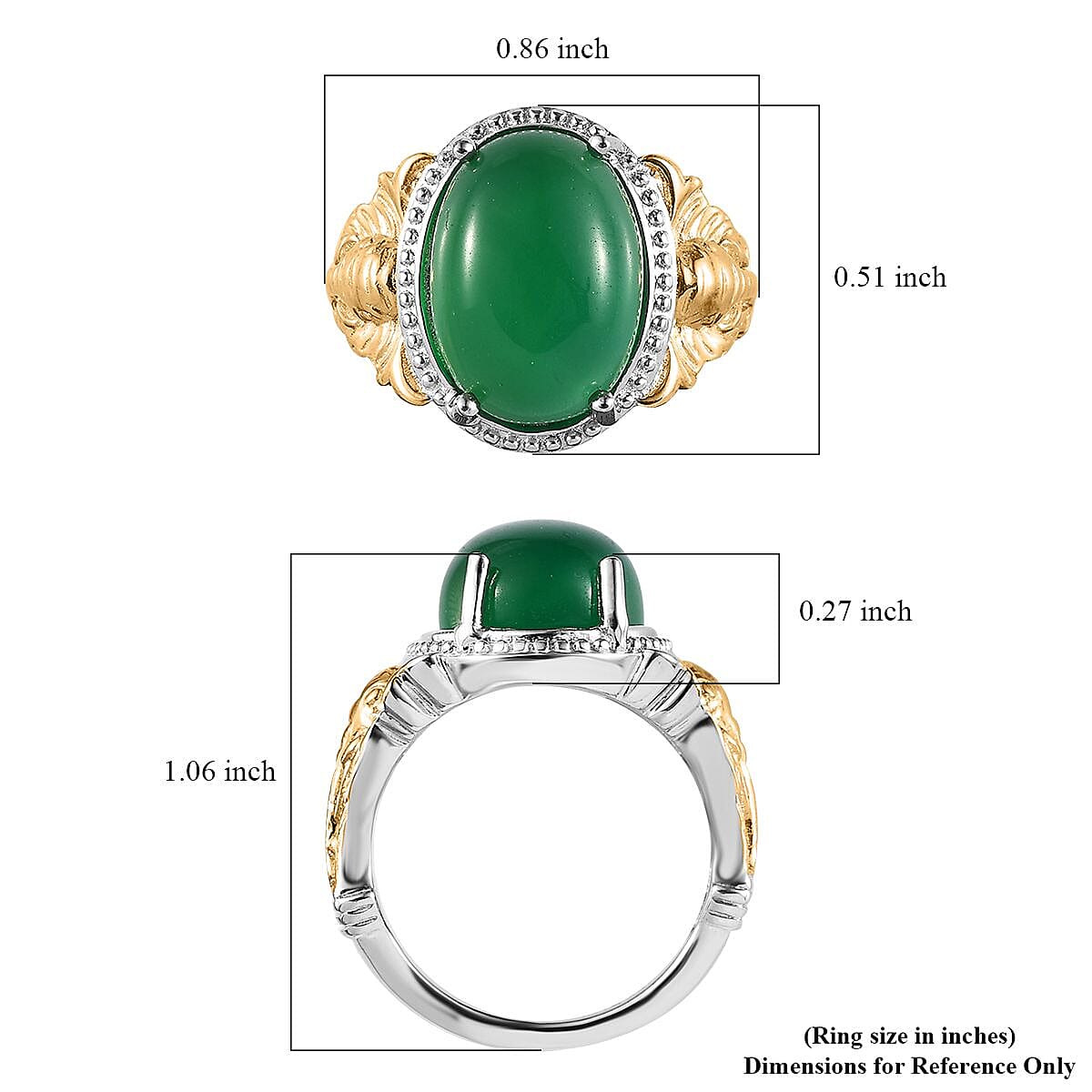 Karis Green Onyx Solitaire Ring in 18K YG Plated and Platinum Bond (Size 11.0) 6.85 ctw image number 5
