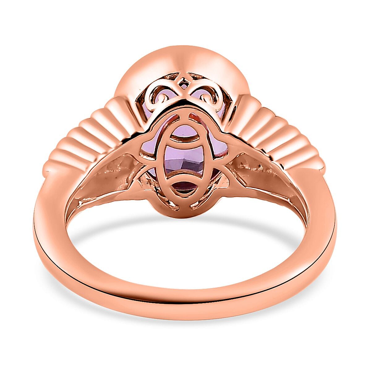 Rose De France Amethyst and White Zircon 3.40 ctw Ring in 14K RG Over Sterling Silver (Size 10.0)