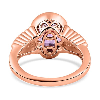 Rose De France Amethyst and White Zircon 3.40 ctw Ring in 14K RG Over Sterling Silver (Size 10.0)