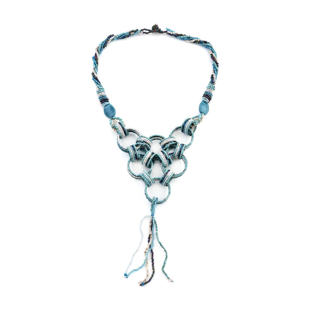 Turquoise Seed Beaded Necklace 20 Inches image number 0