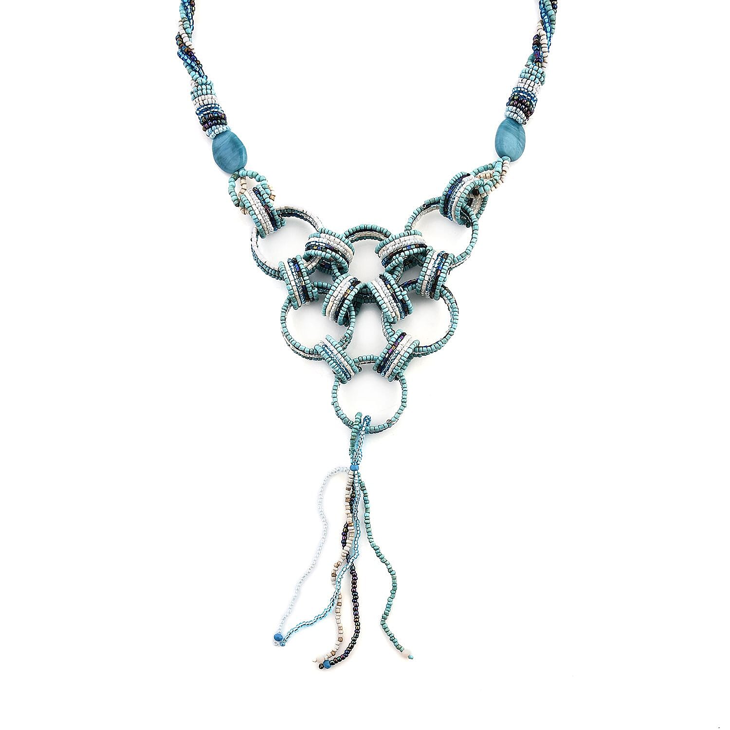 Turquoise Seed Beaded Necklace 20 Inches