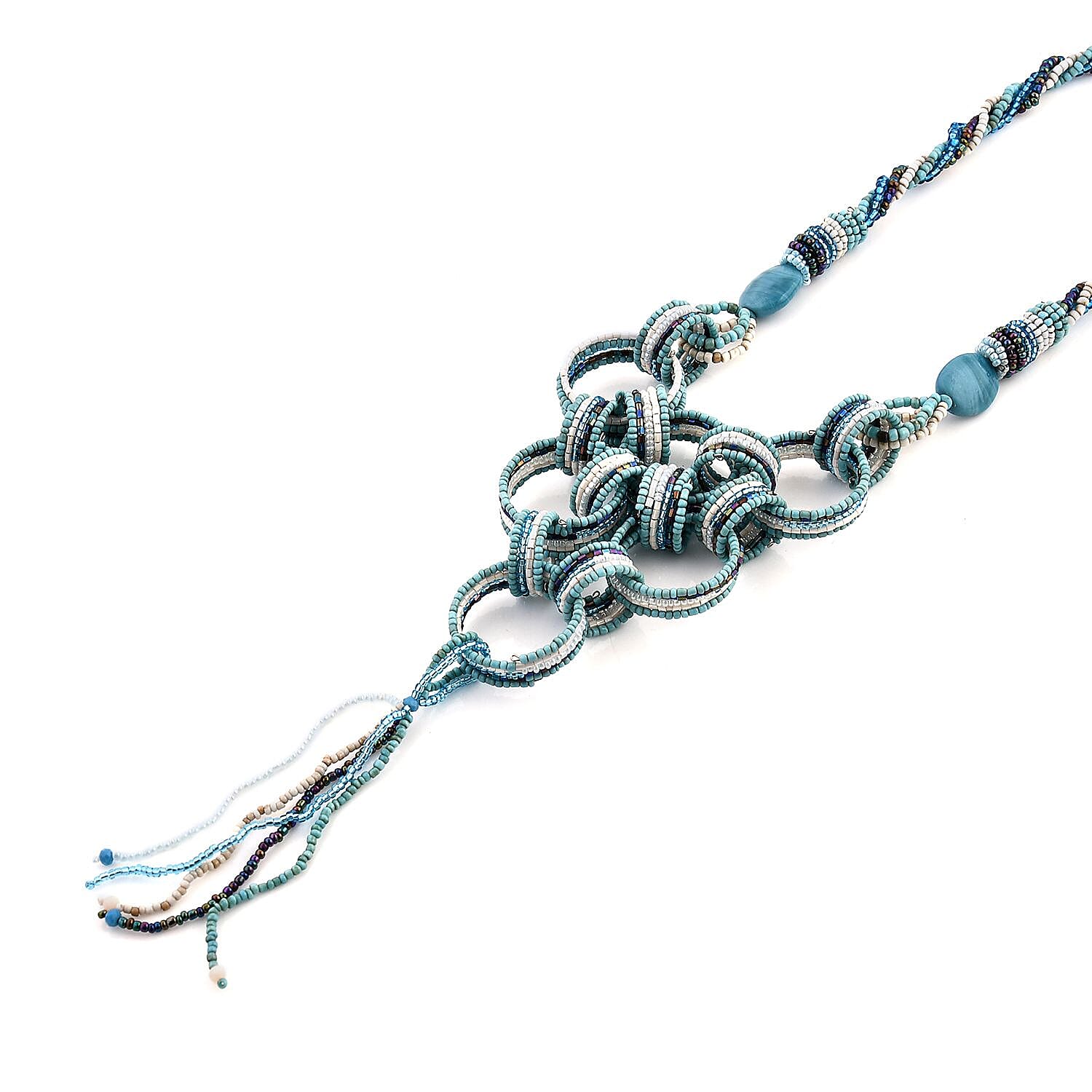 Turquoise Seed Beaded Necklace 20 Inches