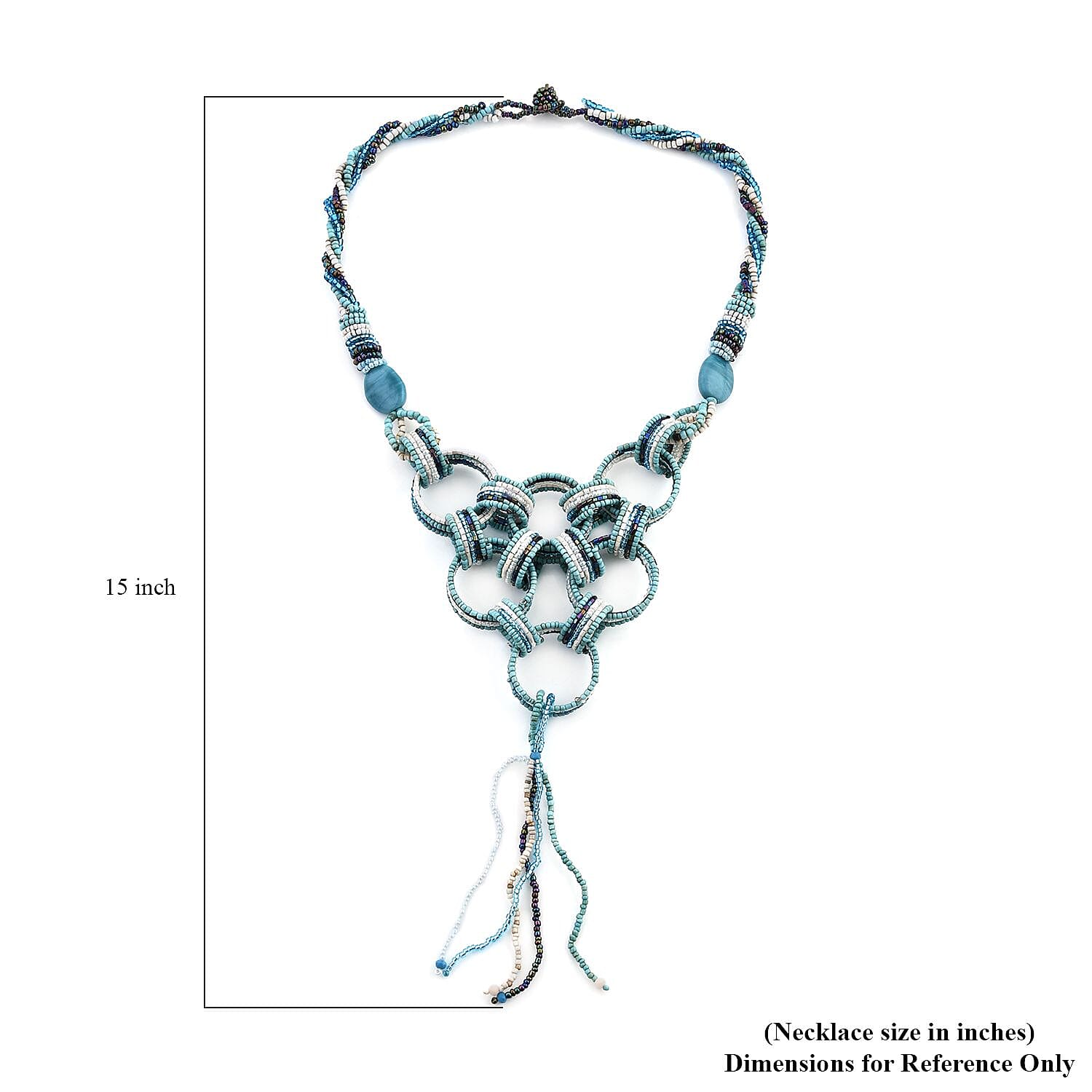 Turquoise Seed Beaded Necklace 20 Inches
