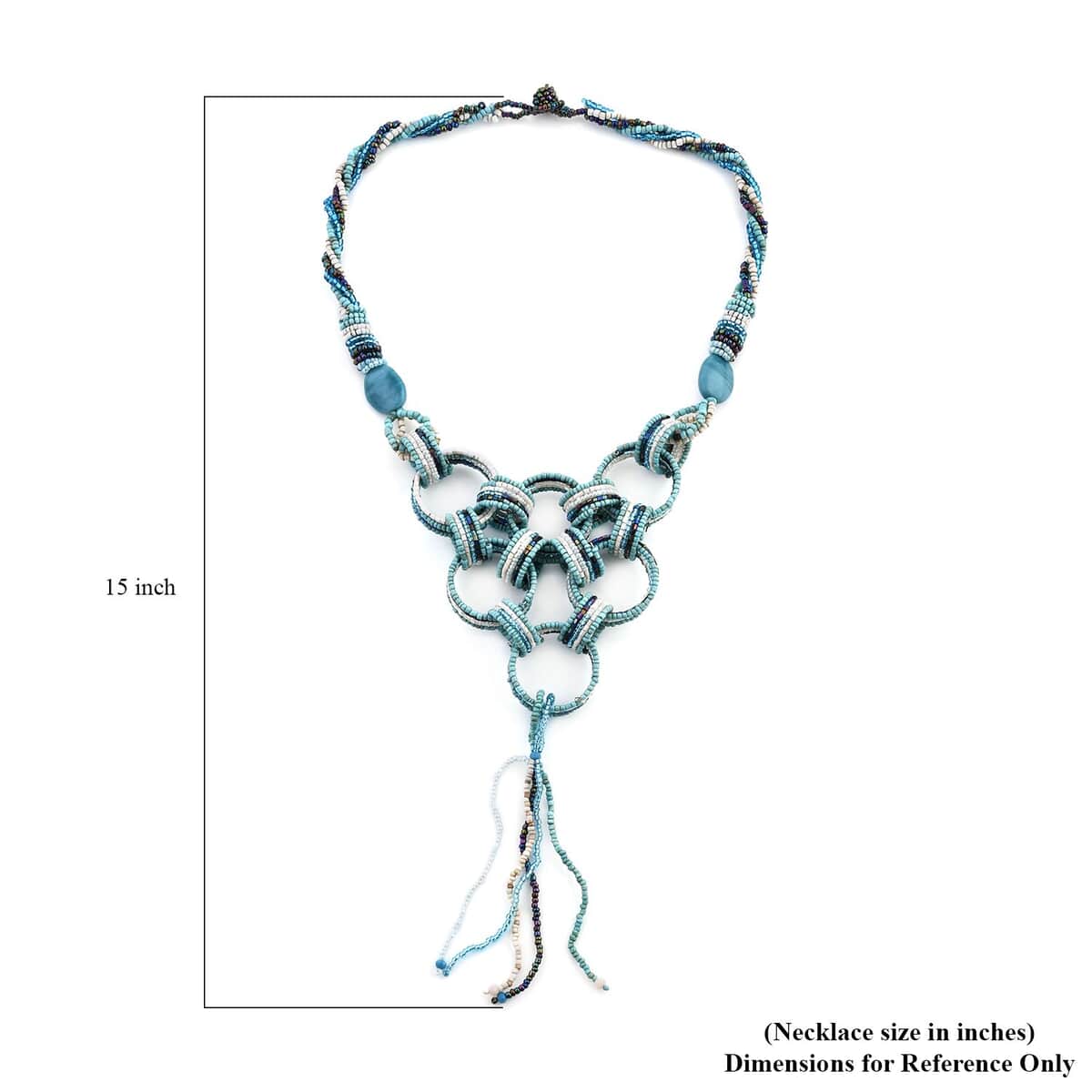 Turquoise Seed Beaded Necklace 20 Inches image number 4