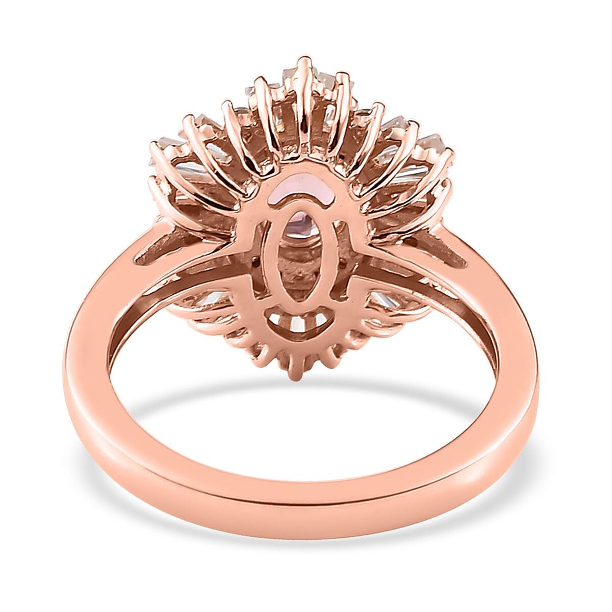 Premium Blush Tourmaline and White Zircon Ballerina Ring in Vermeil Rose Gold Over Sterling Silver (Size 10.0) 1.90 ctw
