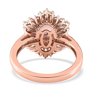 Premium Blush Tourmaline and White Zircon Ballerina Ring in Vermeil Rose Gold Over Sterling Silver (Size 10.0) 1.90 ctw