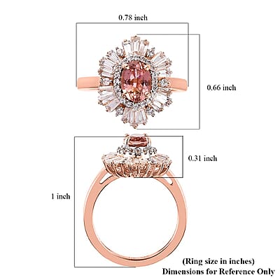 Premium Blush Tourmaline and White Zircon Ballerina Ring in Vermeil Rose Gold Over Sterling Silver (Size 10.0) 1.90 ctw