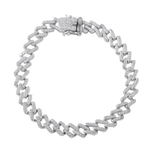 Moissanite 2.50 ctw Curb Bracelet in Platinum Over Sterling Silver (6.50 In)