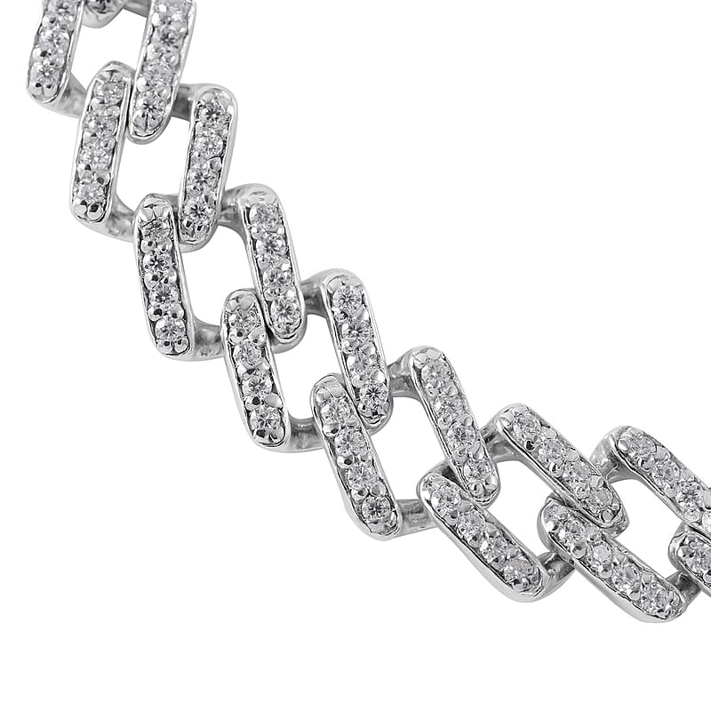 Moissanite 2.50 ctw Curb Bracelet in Platinum Over Sterling Silver (6.50 In)