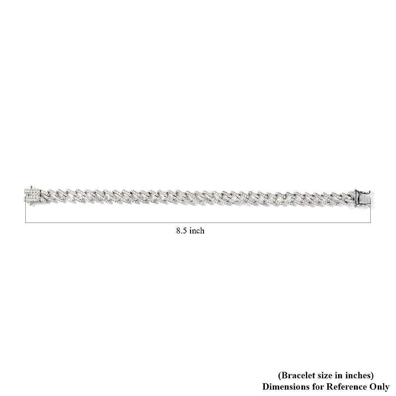 Moissanite 2.50 ctw Curb Bracelet in Platinum Over Sterling Silver (6.50 In)