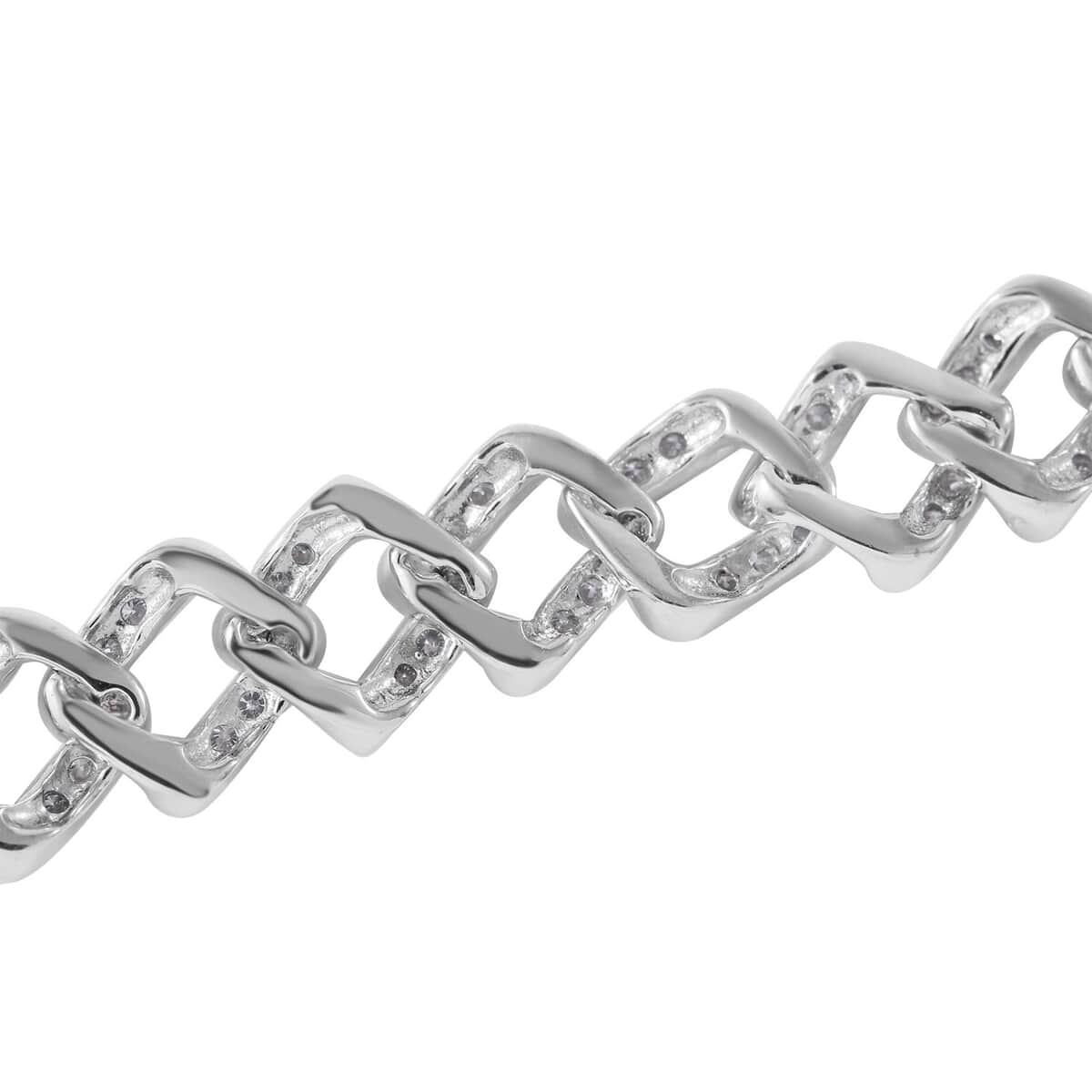 Moissanite Curb Bracelet in Platinum Over Sterling Silver (7.25 In) 2.75 ctw image number 2