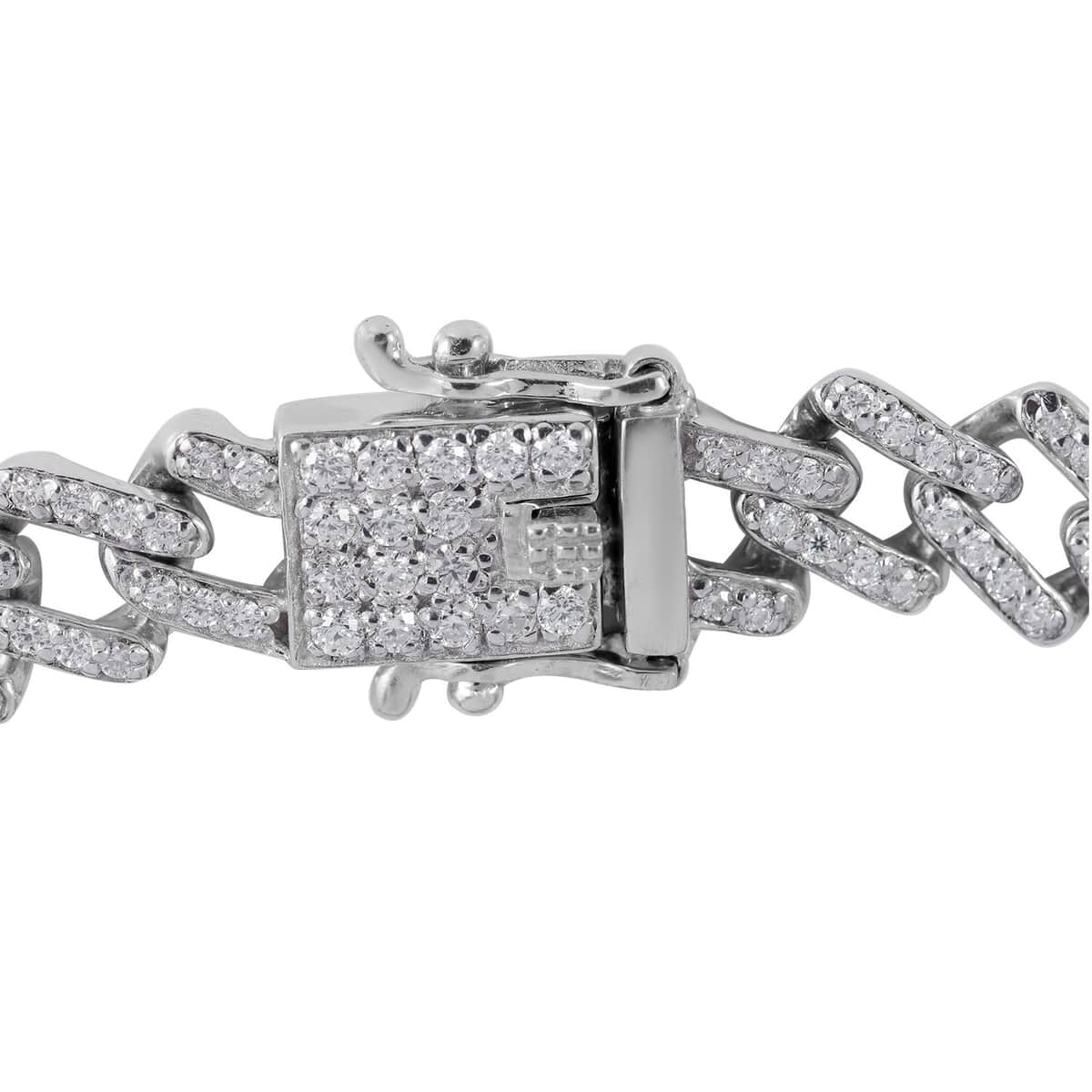 Moissanite Curb Bracelet in Platinum Over Sterling Silver (7.25 In) 2.75 ctw image number 3