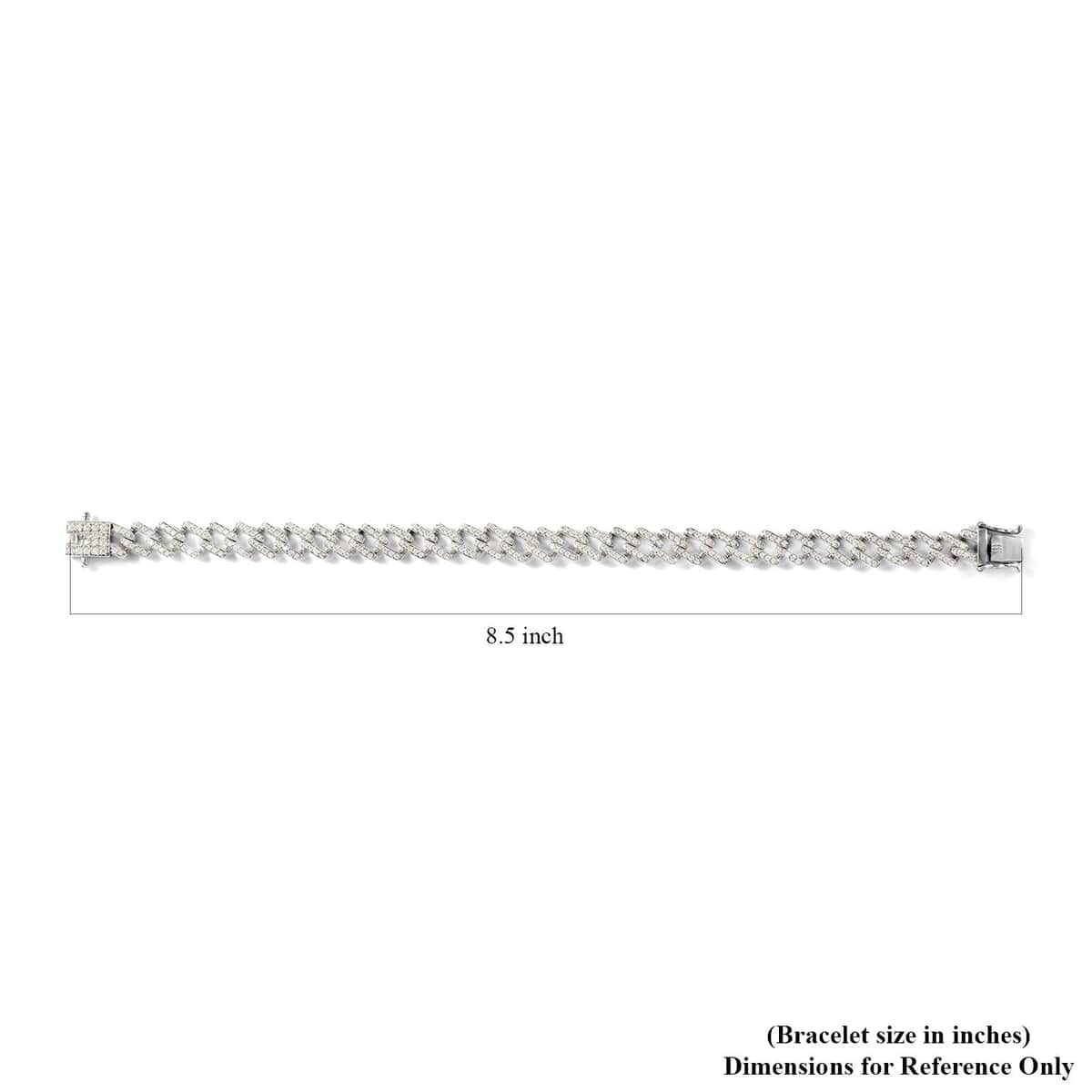 Moissanite Curb Bracelet in Platinum Over Sterling Silver (7.25 In) 2.75 ctw image number 4