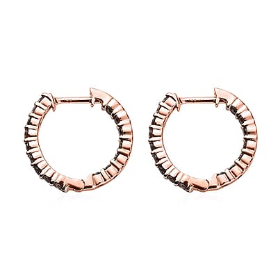 Natural Champagne Diamond Earrings in Vermeil Rose Gold Over Sterling Silver 1.00 ctw
