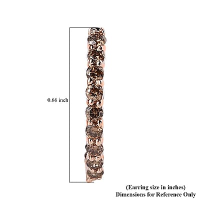 Natural Champagne Diamond Earrings in Vermeil Rose Gold Over Sterling Silver 1.00 ctw
