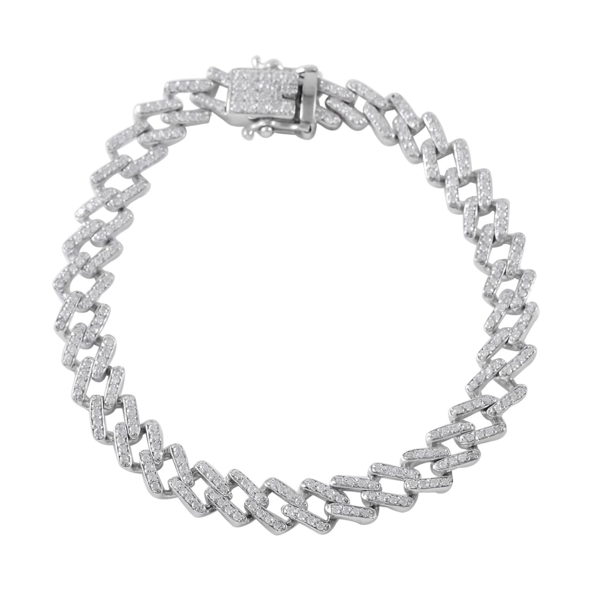 Moissanite 3.00 ctw Curb Bracelet in Platinum Over Sterling Silver (8.00 In) image number 0
