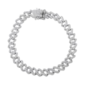 Moissanite 3.00 ctw Curb Bracelet in Platinum Over Sterling Silver (8.00 In)