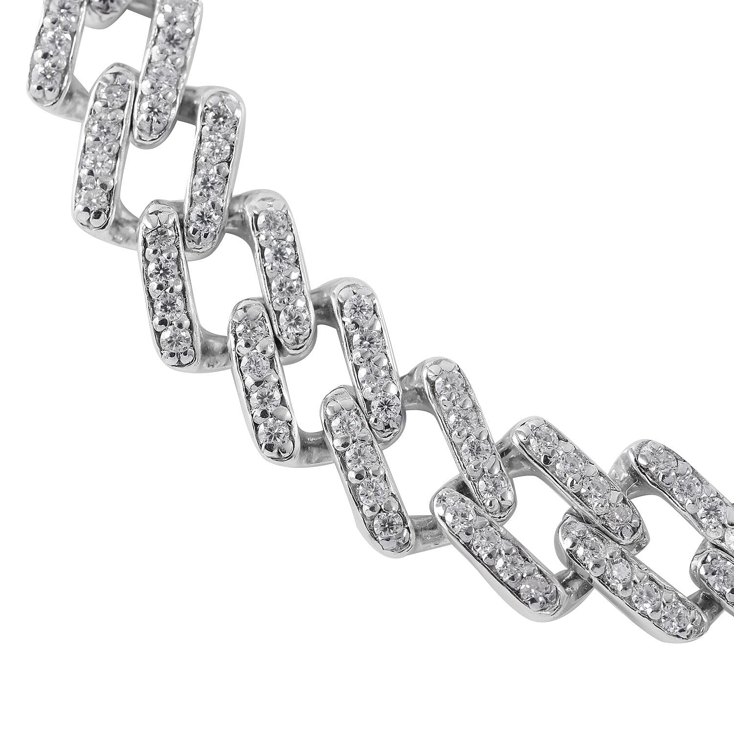 D'Joy Moissanite 3.00 ctw Curb Bracelet in Platinum Over Sterling Silver (8.00 In)
