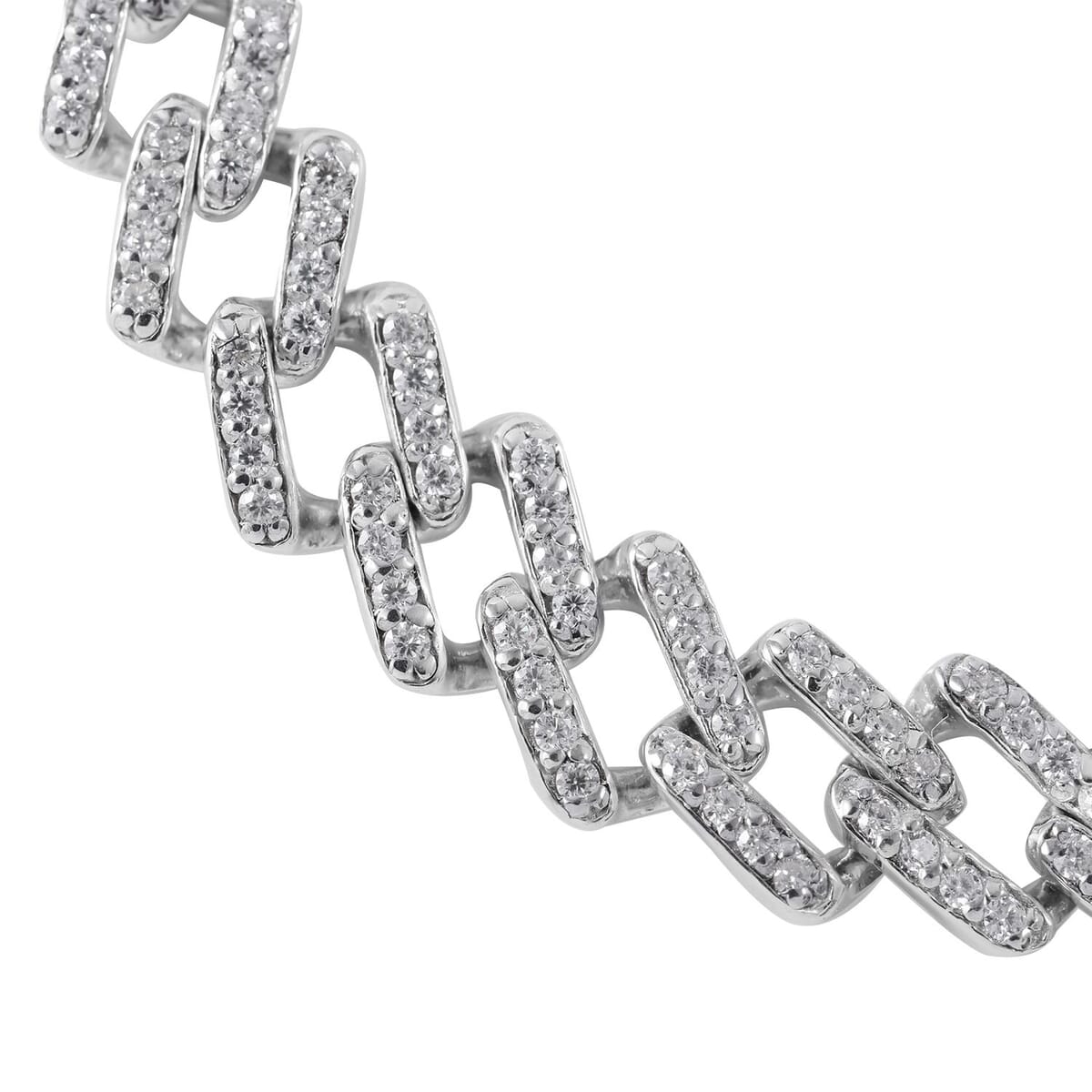 Moissanite 3.00 ctw Curb Bracelet in Platinum Over Sterling Silver (8.00 In) image number 1