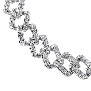 D'Joy Moissanite 3.00 ctw Curb Bracelet in Platinum Over Sterling Silver (8.00 In)