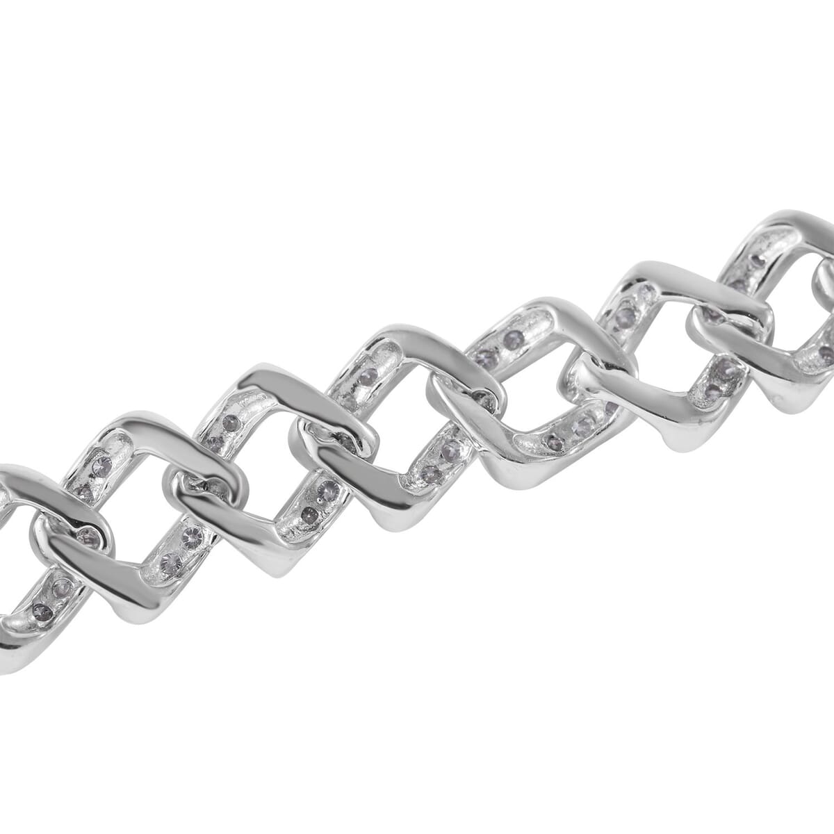 Moissanite 3.00 ctw Curb Bracelet in Platinum Over Sterling Silver (8.00 In) image number 2
