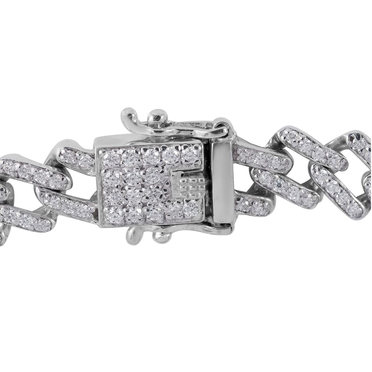 Moissanite 3.00 ctw Curb Bracelet in Platinum Over Sterling Silver (8.00 In) image number 3