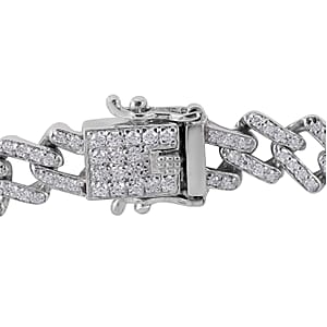 D'Joy Moissanite 3.00 ctw Curb Bracelet in Platinum Over Sterling Silver (8.00 In)