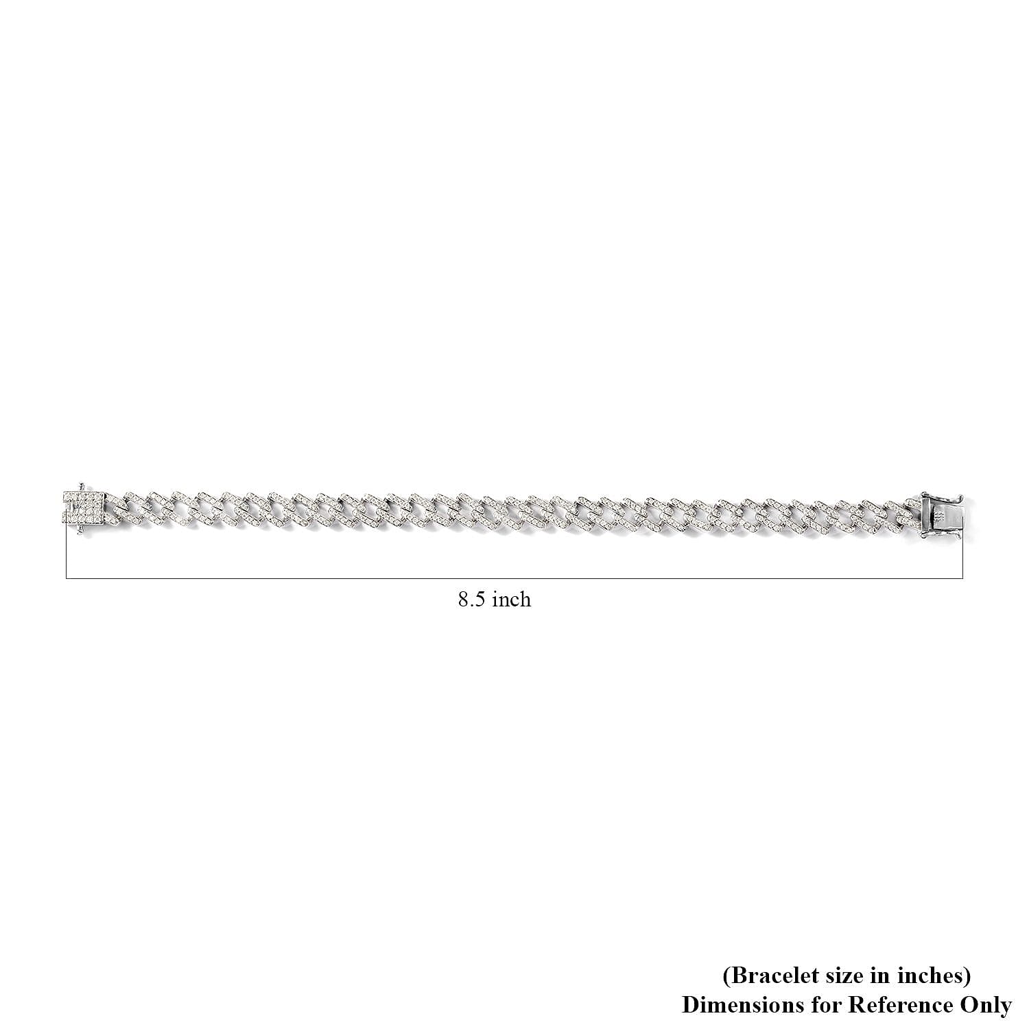 D'Joy Moissanite 3.00 ctw Curb Bracelet in Platinum Over Sterling Silver (8.00 In)