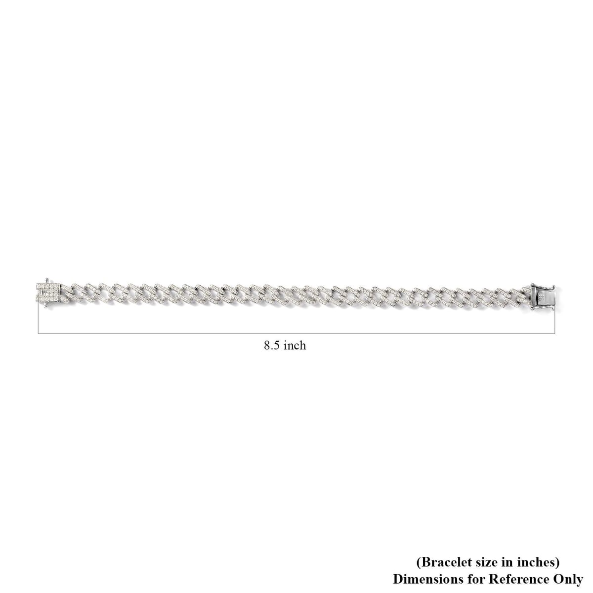 Moissanite 3.00 ctw Curb Bracelet in Platinum Over Sterling Silver (8.00 In) image number 4